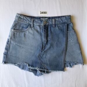 Sky and Sparrow Women Waxed Denim Shorts Jeans Skorts size S, Blue